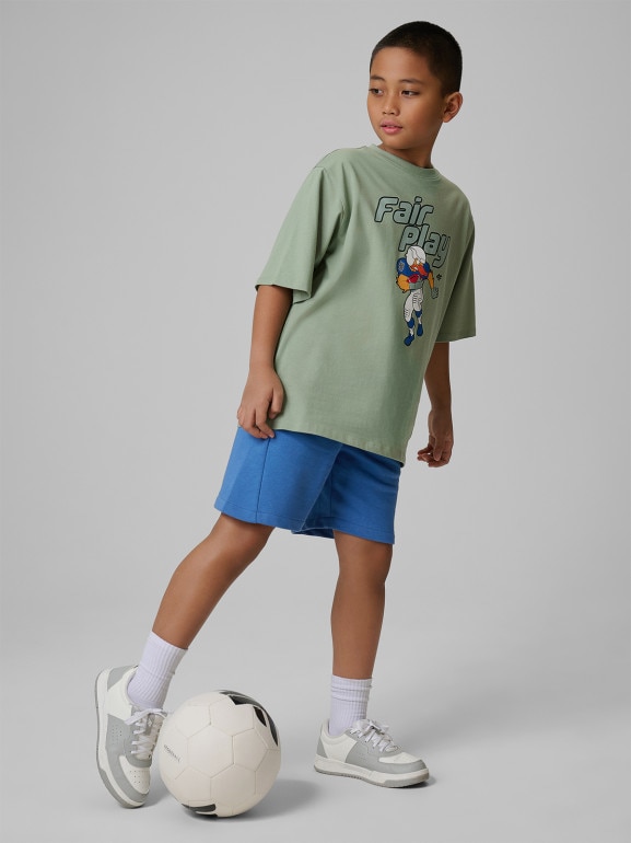 Chłopięcy t-shirt z nadrukiem 4F 4FJWSS26TTSHM3012 - zielony