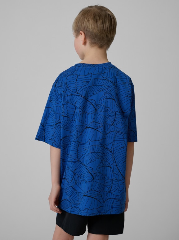 Chłopięcy t-shirt z nadrukiem 4F 4FJWSS26TTSHM3285- niebieski