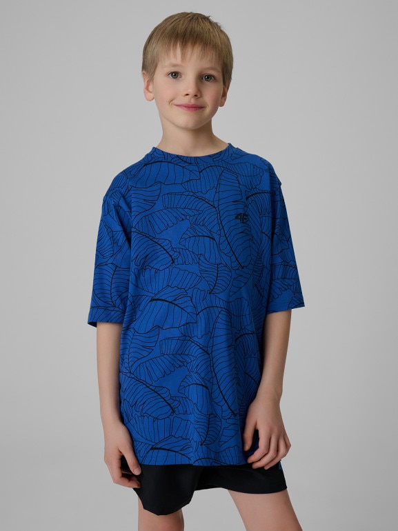 Chłopięcy t-shirt z nadrukiem 4F 4FJWSS26TTSHM3285- niebieski