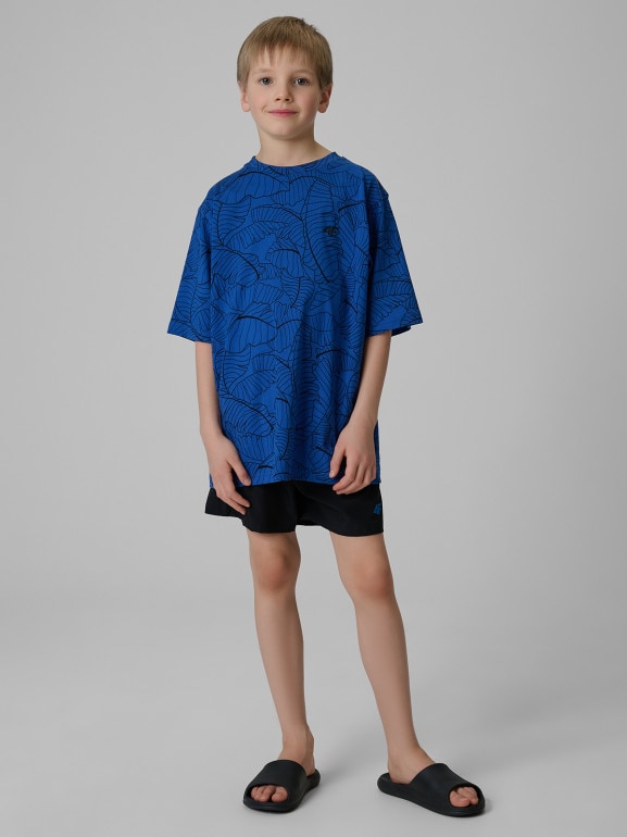 Chłopięcy t-shirt z nadrukiem 4F 4FJWSS26TTSHM3285- niebieski