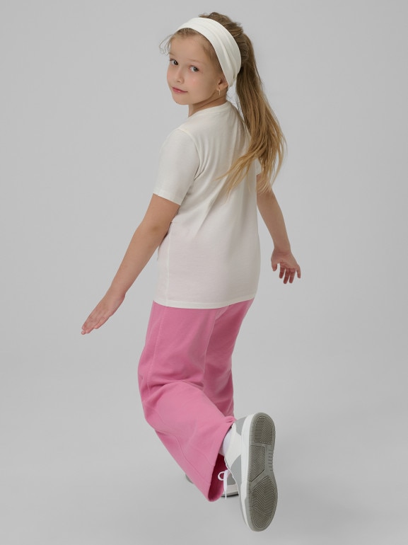 Dziewczęcy t-shirt z nadrukiem 4F 4FJRSS26TTSHF3455 - biały