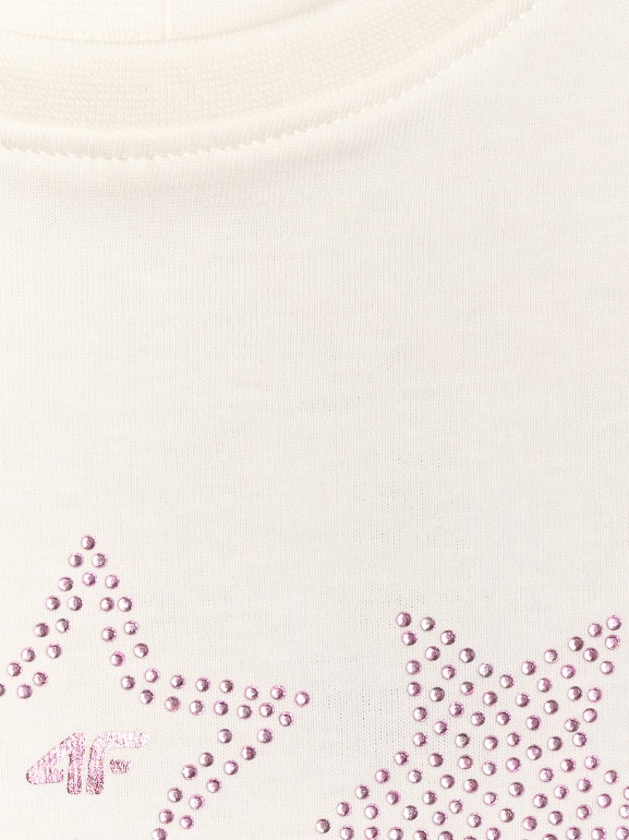 Dziewczęcy t-shirt z nadrukiem 4F 4FJRSS26TTSHF3455 - biały