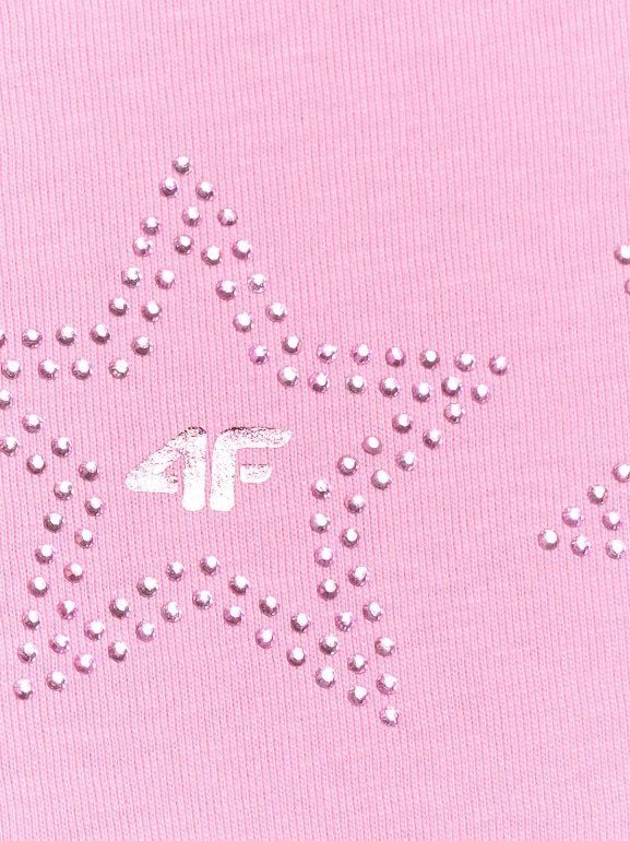 Dziewczęcy t-shirt z nadrukiem 4F 4FJRSS26TTSHF3455 - różowy