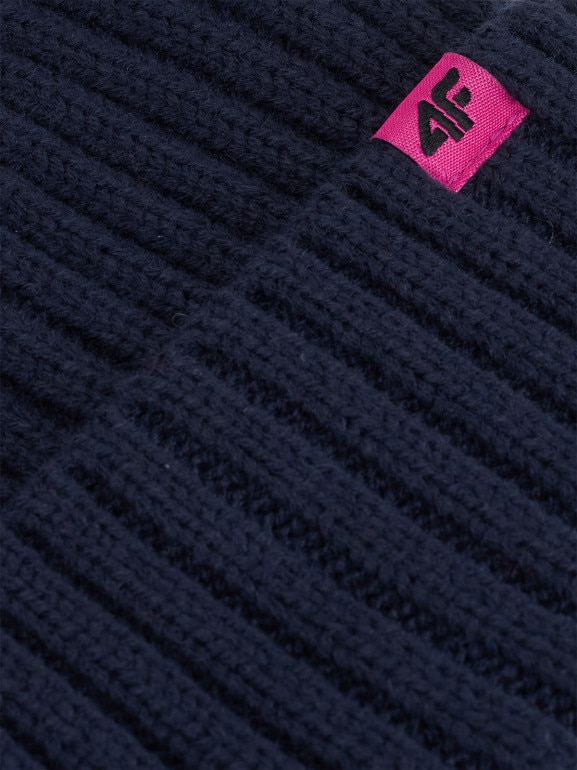 Dziecięca czapka z pomponem 4F 4FJRAW25ACAPU0745 - granatowa
