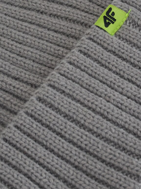 Dziecięca czapka z pomponem 4F 4FJRAW25ACAPU0745 - szara