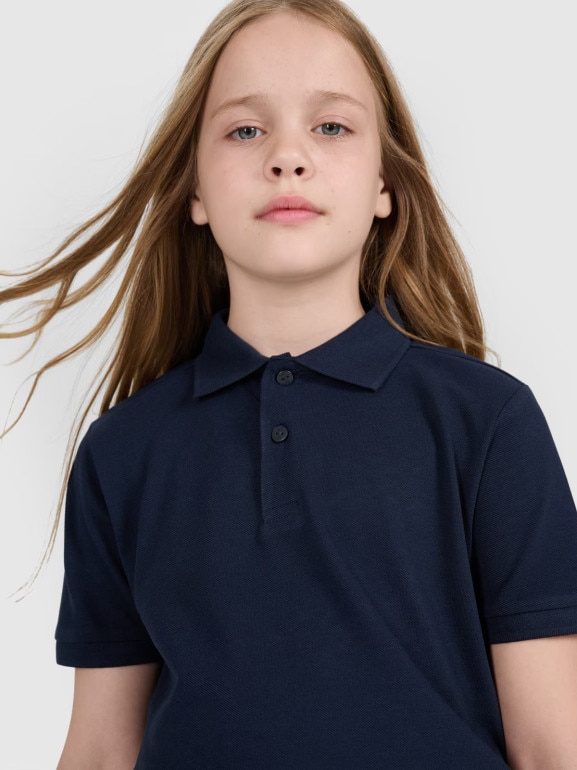 Dziecięca koszulka polo 4F 4FJWMM00TPTSU513 - granatowa