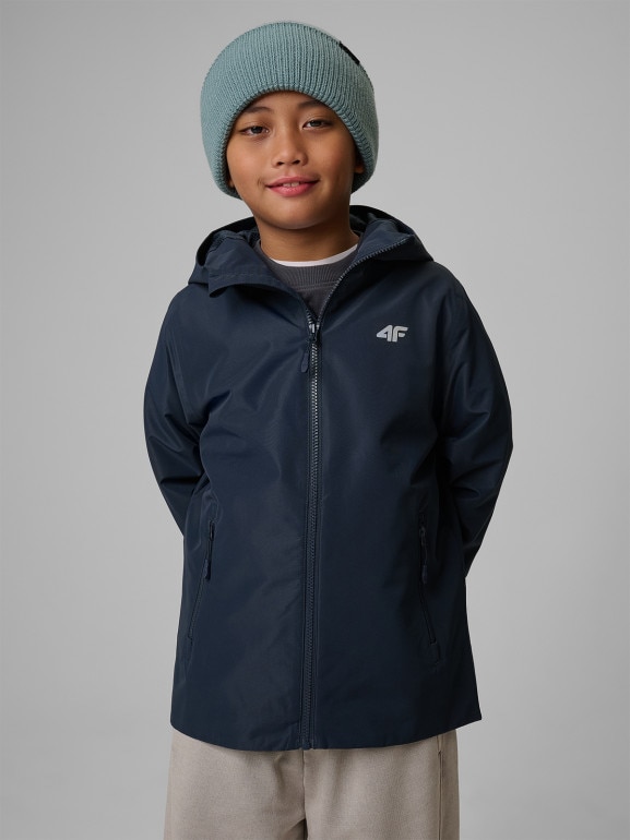 Dziecięca kurtka przejściowa 4F 4FJWSS26TTJAU0959 - granatowa