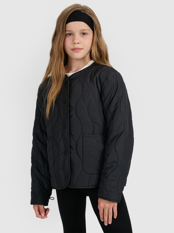 Dziecięca kurtka puchowa pikowana 4F 4FJRAW25TDJAF0767 - czarna