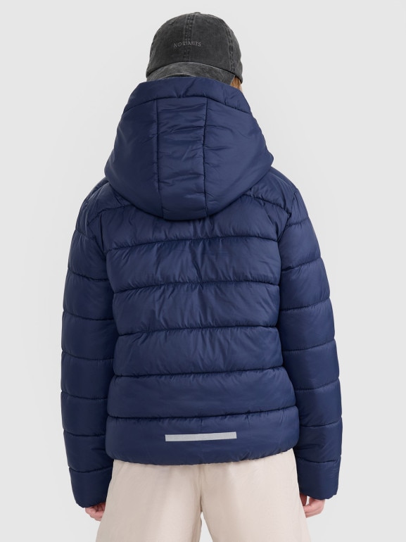 Dziecięca kurtka puchowa pikowana 4F 4FJRAW25TDJAU0804 - granatowa