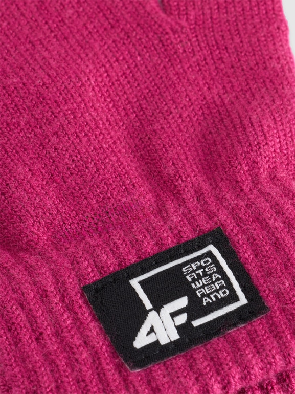 Dziecięce rękawiczki dzianinowe 4F 4FJRAW25AGLOU146 - różowe
