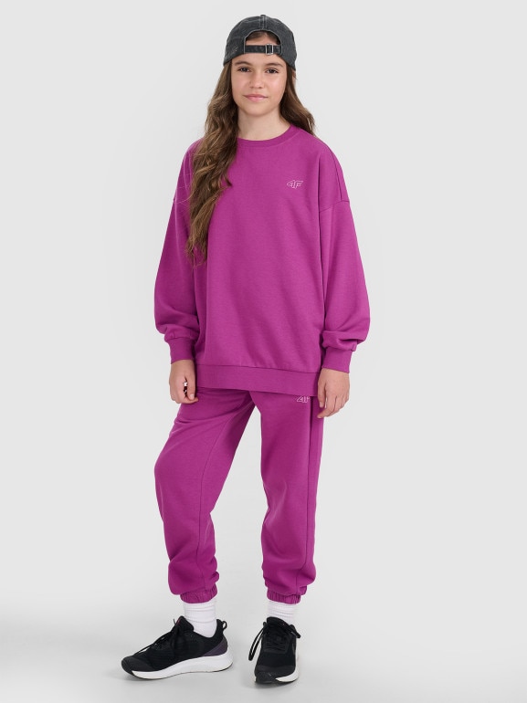 Dziecięcy komplet dresowy 4F 4FJRAW25TAPSU120 - różowy