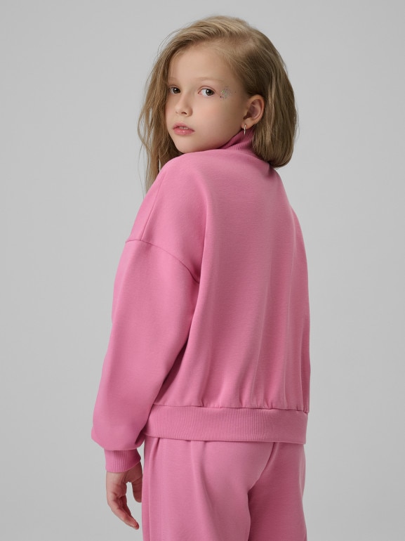 Dziewczęca bluza dresowa bez kaptura 4F 4FJRSS26TSWSF2625 - różowa