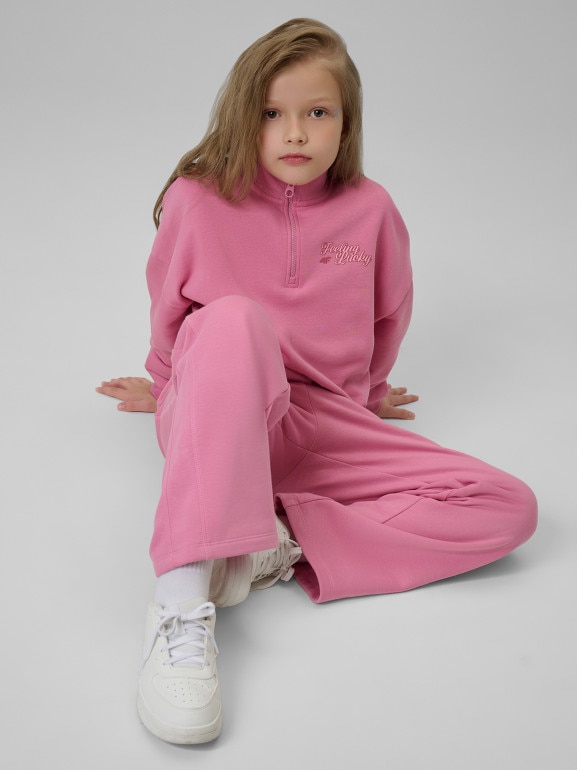 Dziewczęca bluza dresowa bez kaptura 4F 4FJRSS26TSWSF2625 - różowa