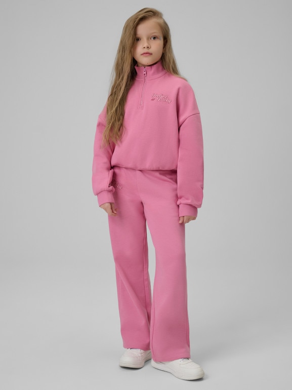 Dziewczęca bluza dresowa bez kaptura 4F 4FJRSS26TSWSF2625 - różowa