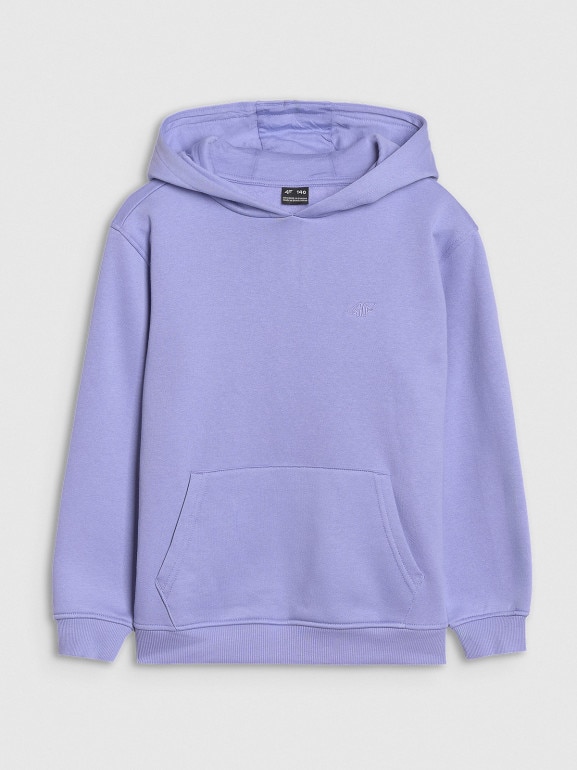 Dziewczęca bluza dresowa nierozpinana z kapturem 4F 4FJRAW24TSWSF1831 - niebieska