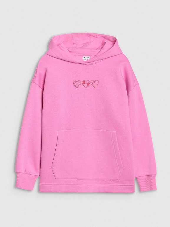 Dziewczęca bluza dresowa nierozpinana z kapturem 4F 4FJRSS25TSWSF2235 - różowa