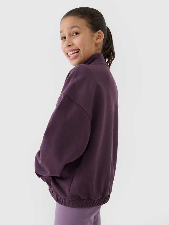 Bluza dresowa nierozpinana bez kaptura dziewczęca - fioletowa
