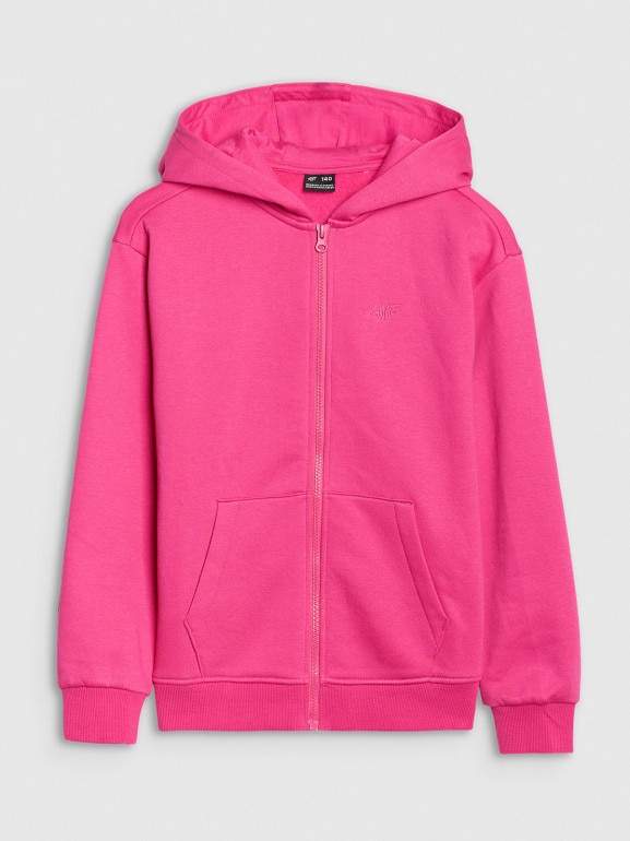 Dziewczęca bluza dresowa rozpinana z kapturem 4F 4FJRAW24TSWSF1830 - różowa