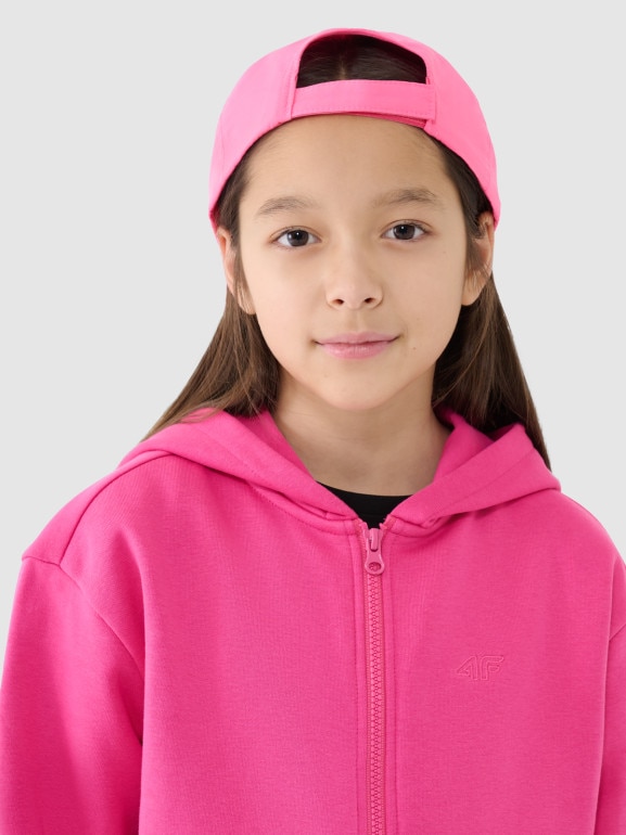 Dziewczęca bluza dresowa rozpinana z kapturem 4F 4FJRAW24TSWSF1830 - różowa