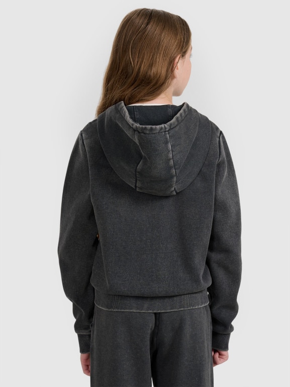 Dziewczęca bluza dresowa rozpinana z kapturem 4F 4FJRAW25TSWSF2292 - szara
