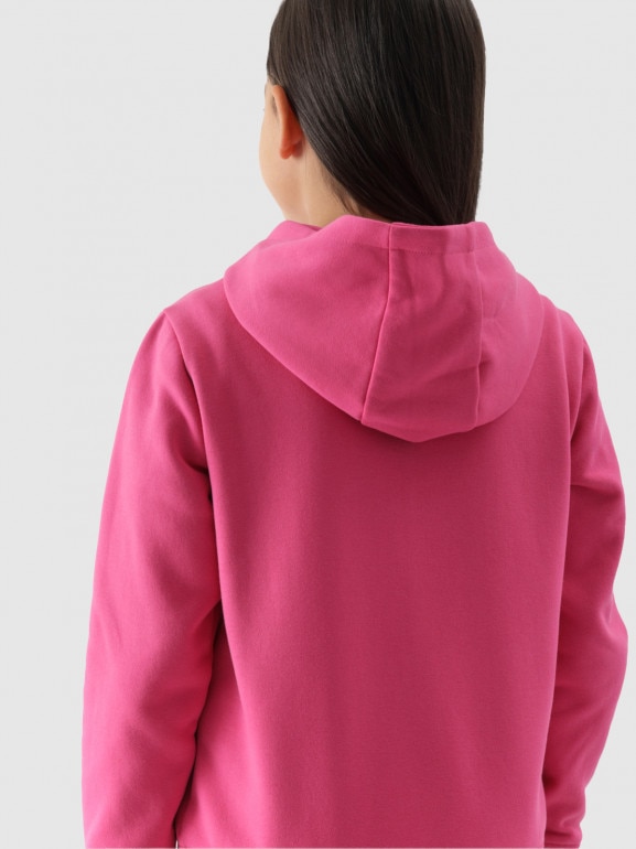 Dziewczęca bluza dresowa rozpinana z kapturem 4F 4FJWMM00TSWSF1315 - różowa