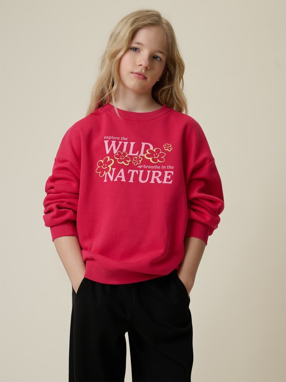 Dziewczęca bluza nierozpinana bez kaptura 4F 4FJRSS26TSWSF2812 - różowa