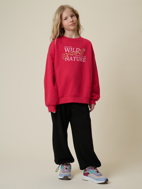 Dziewczęca bluza nierozpinana bez kaptura 4F 4FJRSS26TSWSF2812 - różowa