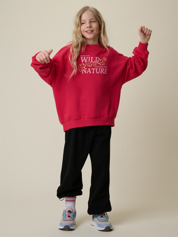 Dziewczęca bluza nierozpinana bez kaptura 4F 4FJRSS26TSWSF2812 - różowa