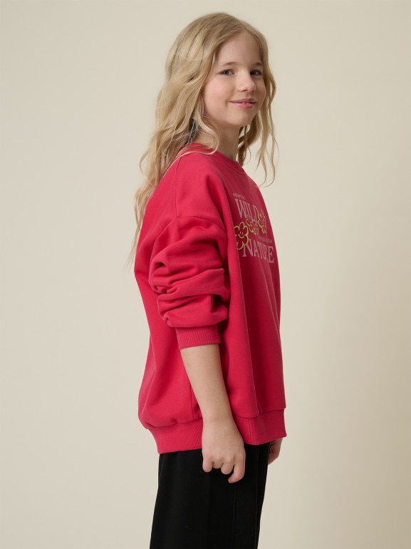 Dziewczęca bluza nierozpinana bez kaptura 4F 4FJRSS26TSWSF2812 - różowa