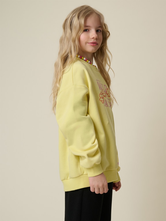 Dziewczęca bluza nierozpinana bez kaptura 4F 4FJRSS26TSWSF2812 - żółta