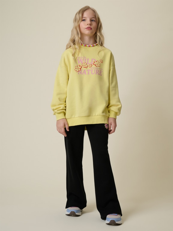 Dziewczęca bluza nierozpinana bez kaptura 4F 4FJRSS26TSWSF2812 - żółta