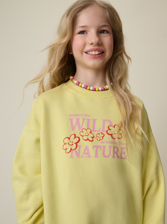 Dziewczęca bluza nierozpinana bez kaptura 4F 4FJRSS26TSWSF2812 - żółta