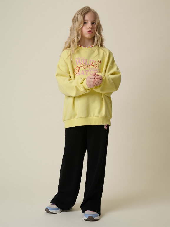 Dziewczęca bluza nierozpinana bez kaptura 4F 4FJRSS26TSWSF2812 - żółta