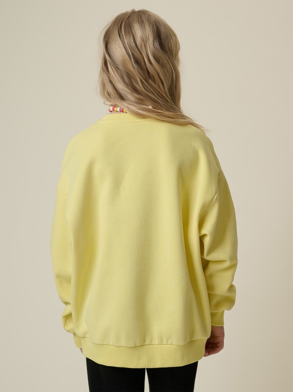 Dziewczęca bluza nierozpinana bez kaptura 4F 4FJRSS26TSWSF2812 - żółta