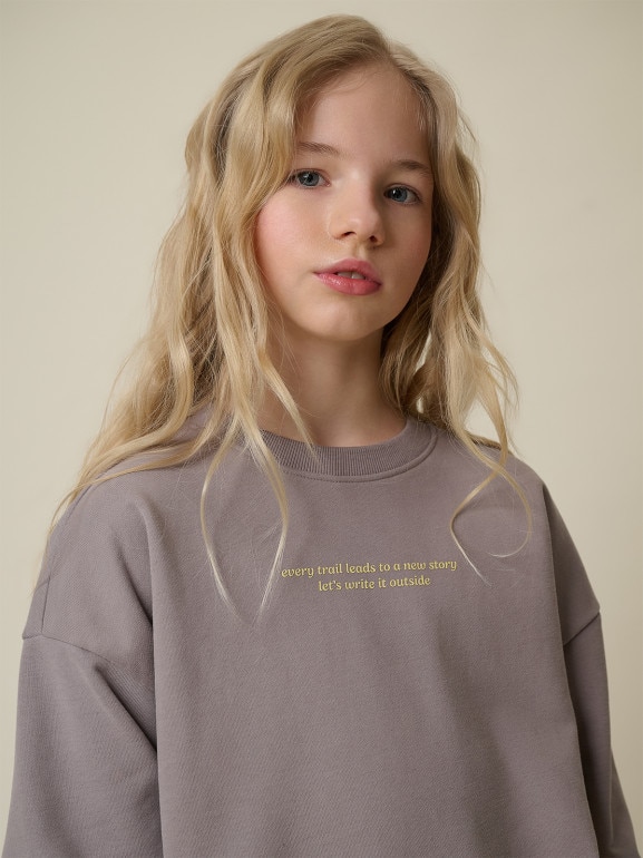 Dziewczęca bluza nierozpinana bez kaptura 4F 4FJRSS26TSWSF2813 - szara