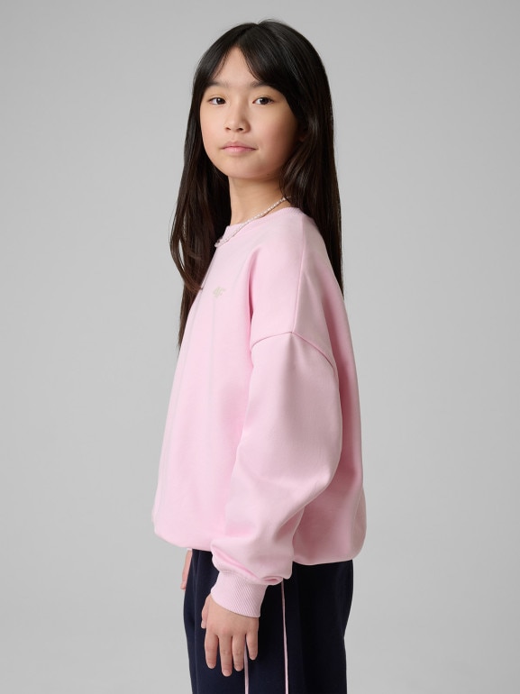 Dziewczęca bluza nierozpinana bez kaptura 4F 4FJRSS26TSWSF2819 - różowa