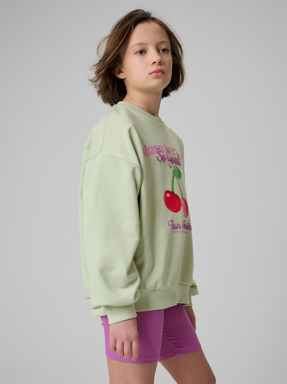 Dziewczęca bluza nierozpinana bez kaptura 4F 4FJRSS26TSWSF2903 - miętowa