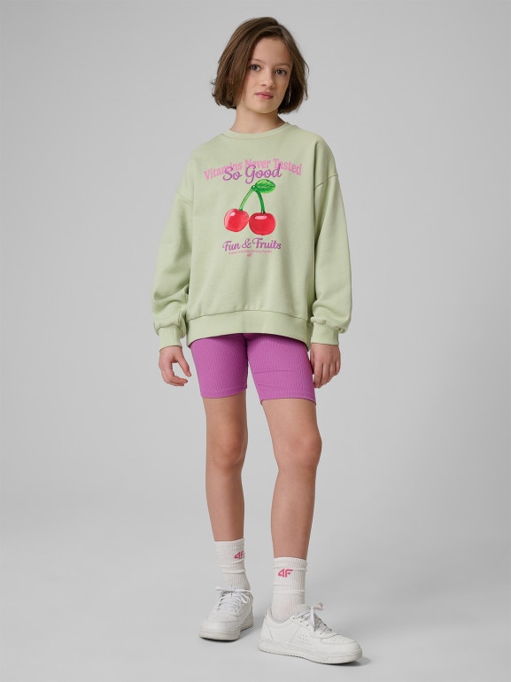 Dziewczęca bluza nierozpinana bez kaptura 4F 4FJRSS26TSWSF2903 - miętowa