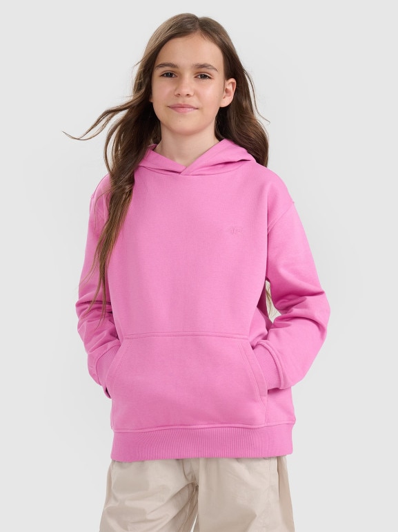 Dziewczęca bluza nierozpinana z kapturem 4F 4FJRAW25TSWSF2467 - różowa