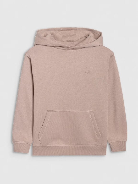 Dziewczęca bluza nierozpinana z kapturem 4F 4FJRAW25TSWSF2467 - beżowa