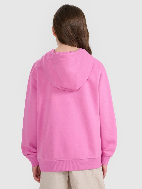 Dziewczęca bluza nierozpinana z kapturem 4F 4FJRAW25TSWSF2467 - różowa