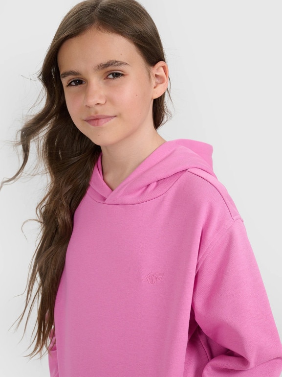 Dziewczęca bluza nierozpinana z kapturem 4F 4FJRAW25TSWSF2467 - różowa