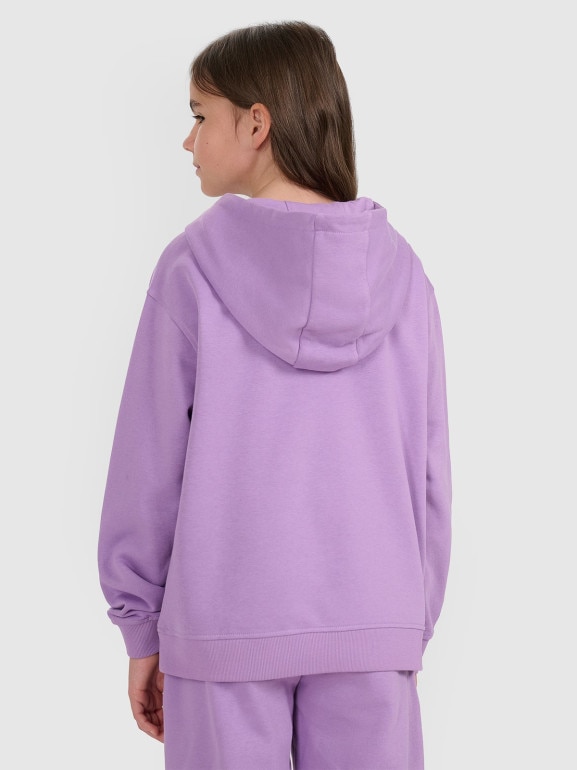 Dziewczęca bluza nierozpinana z kapturem 4F 4FJRAW25TSWSF2467 - fioletowa