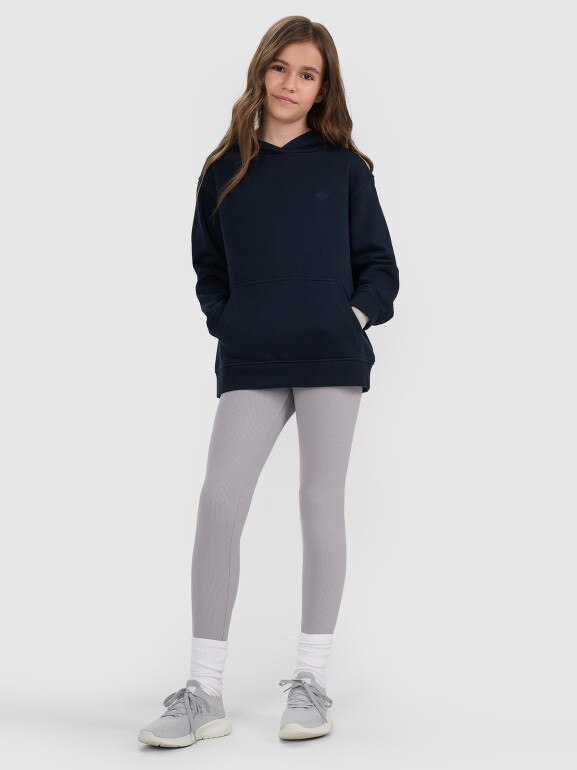 Dziewczęca bluza nierozpinana z kapturem 4F 4FJRMM00TSWSF2465 - granatowa