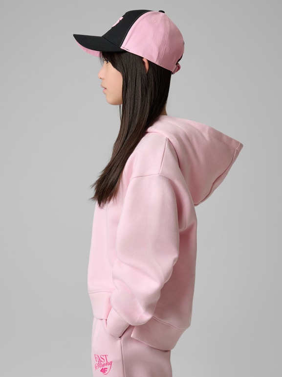 Dziewczęca bluza nierozpinana z kapturem 4F 4FJRSS26TSWSF2821 - różowa