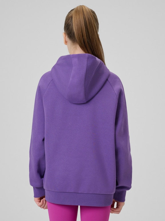 Dziewczęca bluza nierozpinana z kapturem 4F 4FJRSS26TSWSF3040 - fioletowa