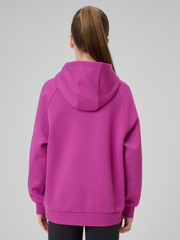 Dziewczęca bluza nierozpinana z kapturem 4F 4FJRSS26TSWSF3040 - różowa