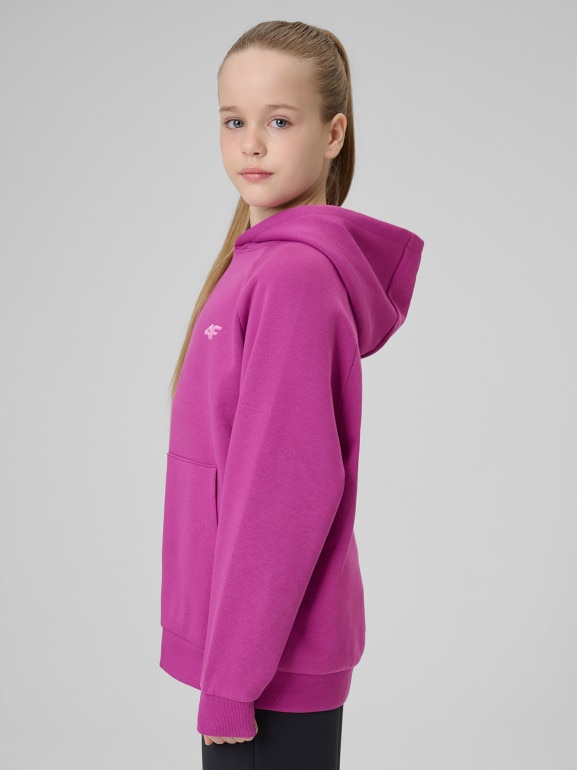 Dziewczęca bluza nierozpinana z kapturem 4F 4FJRSS26TSWSF3040 - różowa