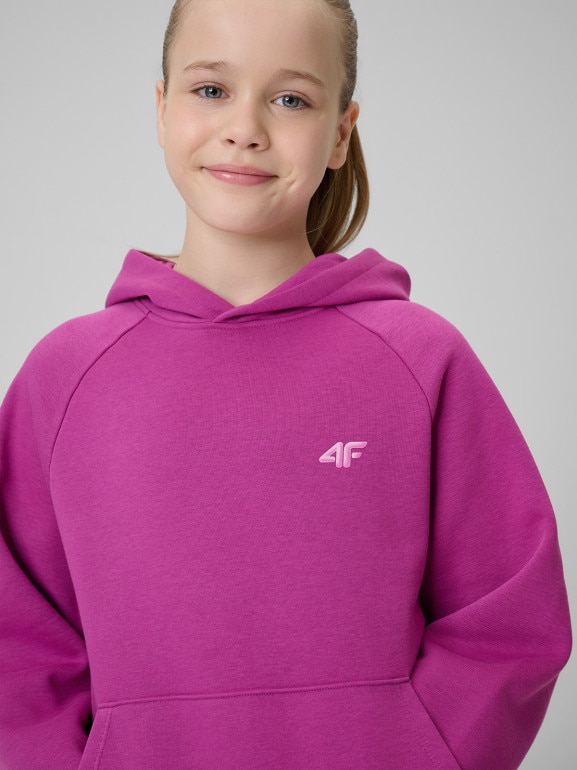 Dziewczęca bluza nierozpinana z kapturem 4F 4FJRSS26TSWSF3040 - różowa
