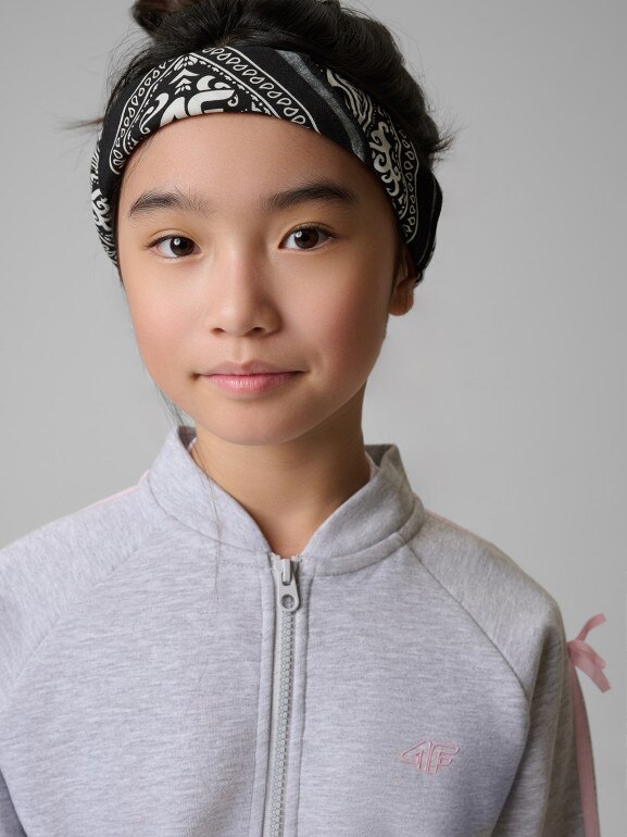 Dziewczęca bluza rozpinana bez kaptura 4F 4FJRSS26TSWSF2823 - szara